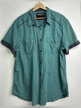 5 for $25🔥Machine Push The Limit Teal Button Front‎ Shirt XXL